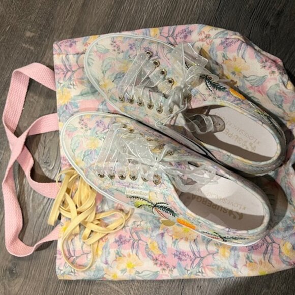 Super CUTE Superga x LoveShackFancy embroidered sneakers with ribbon laces🌴☀️ - Picture 5 of 9